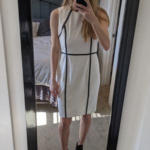 Calvin Klein NWT White & Leather Trim Dress